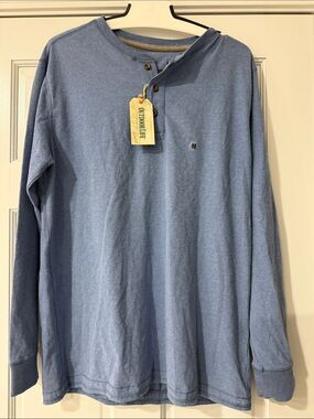 Outdoor Life Men's Long-Sleeve Henley in Heather Blue 100% Cotton Size M